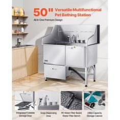 VEVOR Postaja za pranje psov 1275x795x1435 cm srebrna