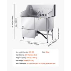 VEVOR Postaja za pranje psov 1275x795x1435 cm srebrna