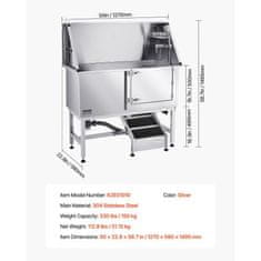 VEVOR Postaja za pranje psov 127x58x1495 cm srebrna