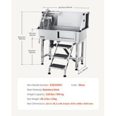 VEVOR Postaja za pranje psov 864x488x1025 cm srebrna