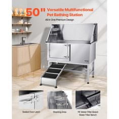 VEVOR Postaja za pranje psov 127x58x1495 cm srebrna