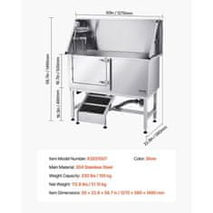 VEVOR Postaja za pranje psov 127x58x1495 cm srebrna
