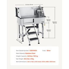 VEVOR Postaja za pranje psov 864 cm srebrna