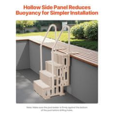 VEVOR Lestev bazena 4-stopenjski dvojni ročaji 874x808x1985 cm barva taupe