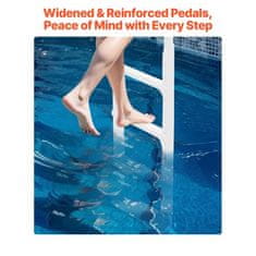 VEVOR Lestev za bazen 4-stopenjski dvojni ročaji 54x50x211 cm bela