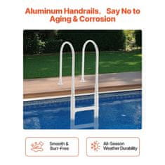 VEVOR Lestev za bazen 4-stopenjski dvojni ročaji 54x50x211 cm bela