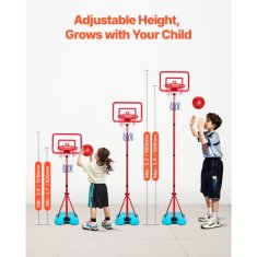 VEVOR Košarkarski obroč nastavljive višine 42x30x104-190 cm rdeče in modre barve