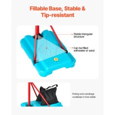 VEVOR Košarkarski obroč nastavljive višine 42x30x104-190 cm rdeče in modre barve