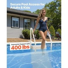 VEVOR Lestev za bazen 4-stopenjski dvojni ročaji 874x808x1985 cm bela