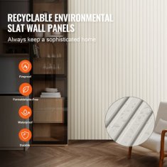 VEVOR Akustične stenske plošče 8 kosov 2450x166x9 mm bele barve