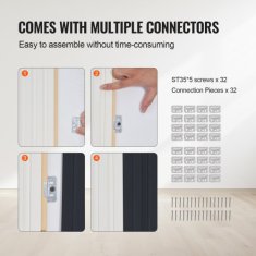 VEVOR Akustične stenske plošče 8 kosov 2450x166x9 mm bele barve