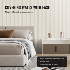 VEVOR Akustične stenske plošče 8 kosov 2450x166x9 mm bele barve