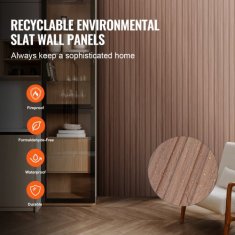 VEVOR Akustične stenske plošče 2450x166x9 mm Sive