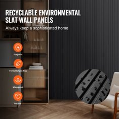 VEVOR Akustične stenske plošče 2450x166x9 mm Črne