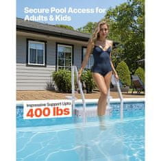 VEVOR Lestev za bazen 4-stopenjski z dvojno ograjo 874x808x1985 cm siva