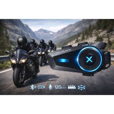 Farrot Komplet 2 kosov motociklskega interkom sistema MESH, Bluetooth 5.4, komunikacijski sistem za do 4 osebe, ANC, hitrost do 120 km/h, domet do 1600 m, za čelado, aplikacija