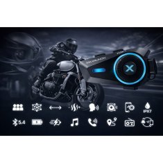 Farrot Komplet 2 kosov motociklskega interkom sistema MESH, Bluetooth 5.4, komunikacijski sistem za do 4 osebe, ANC, hitrost do 120 km/h, domet do 1600 m, za čelado, aplikacija