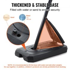 VEVOR Košarkarski obroč nastavljive višine prenosni sistem za tablo 232-305 cm