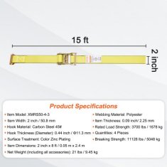 VEVOR Vzmetni trakovi za zategovanje 8 kosov 005x46 m nosilnost 19958 kg težka izvedba