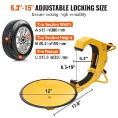 VEVOR Zaklep za kolo nastavljiv proti kraji zaklep pnevmatik 2 kosa 30 cm rumena