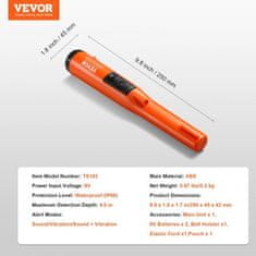 VEVOR Metalni detektor Pinpointer TS102 25x45x42 cm Vodoodporen