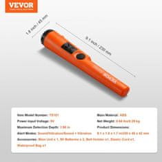 VEVOR Iskalnik kovin Pinpointer TS101 23x45x42 cm Vodoodporen