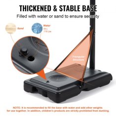 VEVOR Košarkaški obroč nastavljive višine prenosni sistem za tablo 122-305 cm