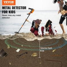 VEVOR Metal Detector TS26 62x202x92 cm Nastavljiv LCD zaslon Vodoodporen Otroški