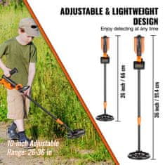 VEVOR Metal Detector TS26 62x202x92 cm Nastavljiv LCD zaslon Vodoodporen Otroški