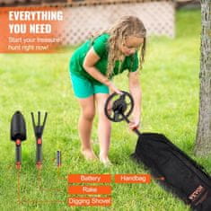 VEVOR Metal Detector TS26 62x202x92 cm Nastavljiv LCD zaslon Vodoodporen Otroški