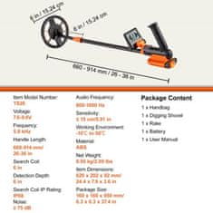 VEVOR Metal Detector TS26 62x202x92 cm Nastavljiv LCD zaslon Vodoodporen Otroški