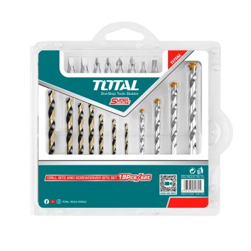 Total One-Stop Tools 19-delni set svedrov in komplet izvijačev (TACSDB1901)