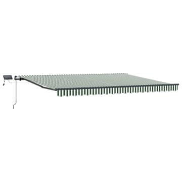 Vidaxl Vlečna tenda Zelena in Bela 400 × 300 cm Tkanina in aluminij