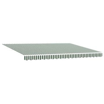 Vidaxl Vlečna tenda Zelena in Bela 450 × 350 cm Tkanina in aluminij