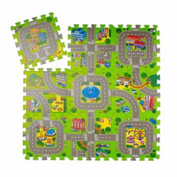 Northix Puzzle mat Cesta z živalmi - 9 prepletenih kosov, mehka EVA pena