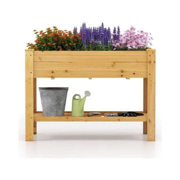 Northix Dvignjena lesena vrtna postelja s polico in drenažnimi luknjami, 120x60x81 cm