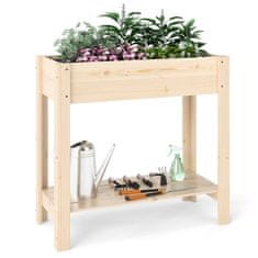 Northix Dvignjena lesena vrtna postelja s polico, 81 x 37 x 77 cm, borov les