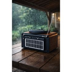 BergMont Brezžični prenosni FM radio RETRO Bluetooth 5.3 zvočnik s sončnim panelom 
