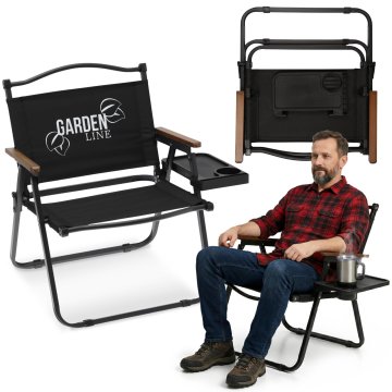 GARDEN LINE Zložljiv turistični stol, ribiški stol 52x43x67 cm s podstavkom za skodelico + zaščitni prevlek