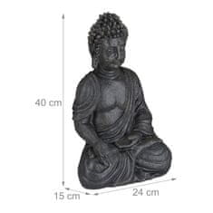 Northix Figura sedečega Bude 40 cm poliresin odporna na vremenske vplive