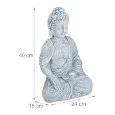 Northix Figura sedečega Bude 40 cm poliresin odporna na vremenske vplive