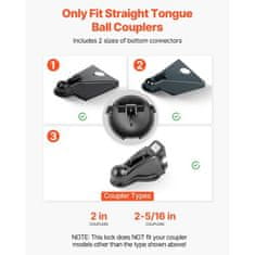 VEVOR Varnostna ključavnica za prikolico ustreza 506x586 mm krogličnim priključkom težka izvedba srebrna