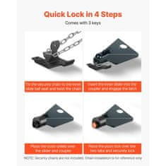 VEVOR Varnostna ključavnica za prikolico ustreza 506x586 mm krogličnim priključkom težka izvedba srebrna