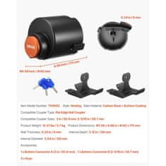 VEVOR Varnostna ključavnica za prikolico ustreza 506x586 mm krogličnim priključkom težka izvedba srebrna