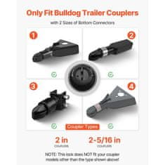 VEVOR Varnostna ključavnica za prikolico ustreza priključkom 506x586 mm močna proti kraji srebrna