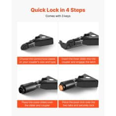 VEVOR Varnostna ključavnica za prikolico ustreza priključkom 506x586 mm močna proti kraji srebrna