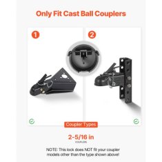 VEVOR Varnostna ključavnica za prikolico ustreza 586 mm litim krogličnim priključkom težka izvedba 142x175 mm srebrna