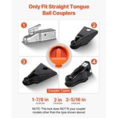 VEVOR Varnostna ključavnica za prikolico ustreza priključkom 475x506x586 mm težka izvedba