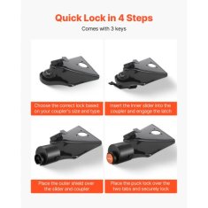 VEVOR Varnostna ključavnica za prikolico ustreza 586 mm priključkom 142x175 mm močna proti kraji