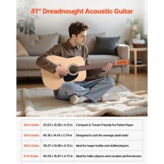 VEVOR Akustična kitara Dreadnought 1030x398x120 mm naravna